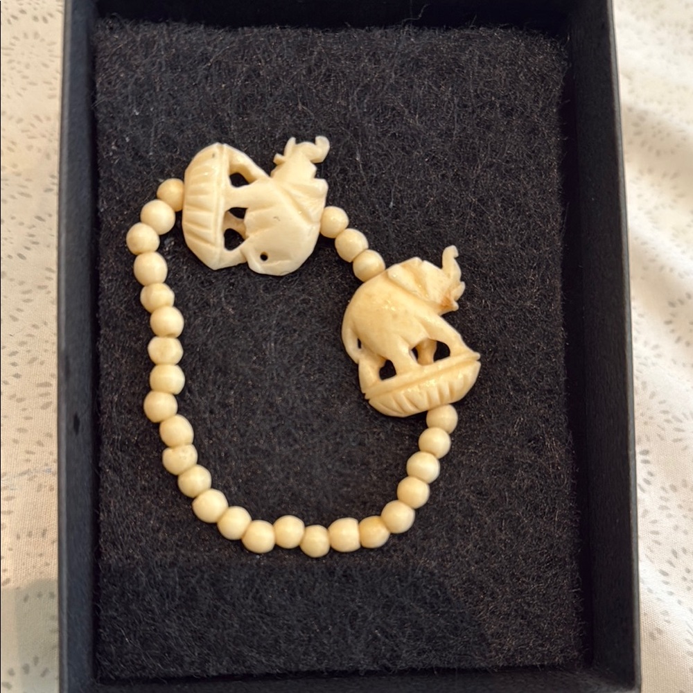Ivory Elephant Bead Bracelet